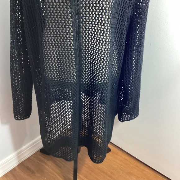 ELLOS 22/24 WOMAN PLUS BLACK CROCHET COVER UP SWEATER VERSATILE - Picture 5 of 12